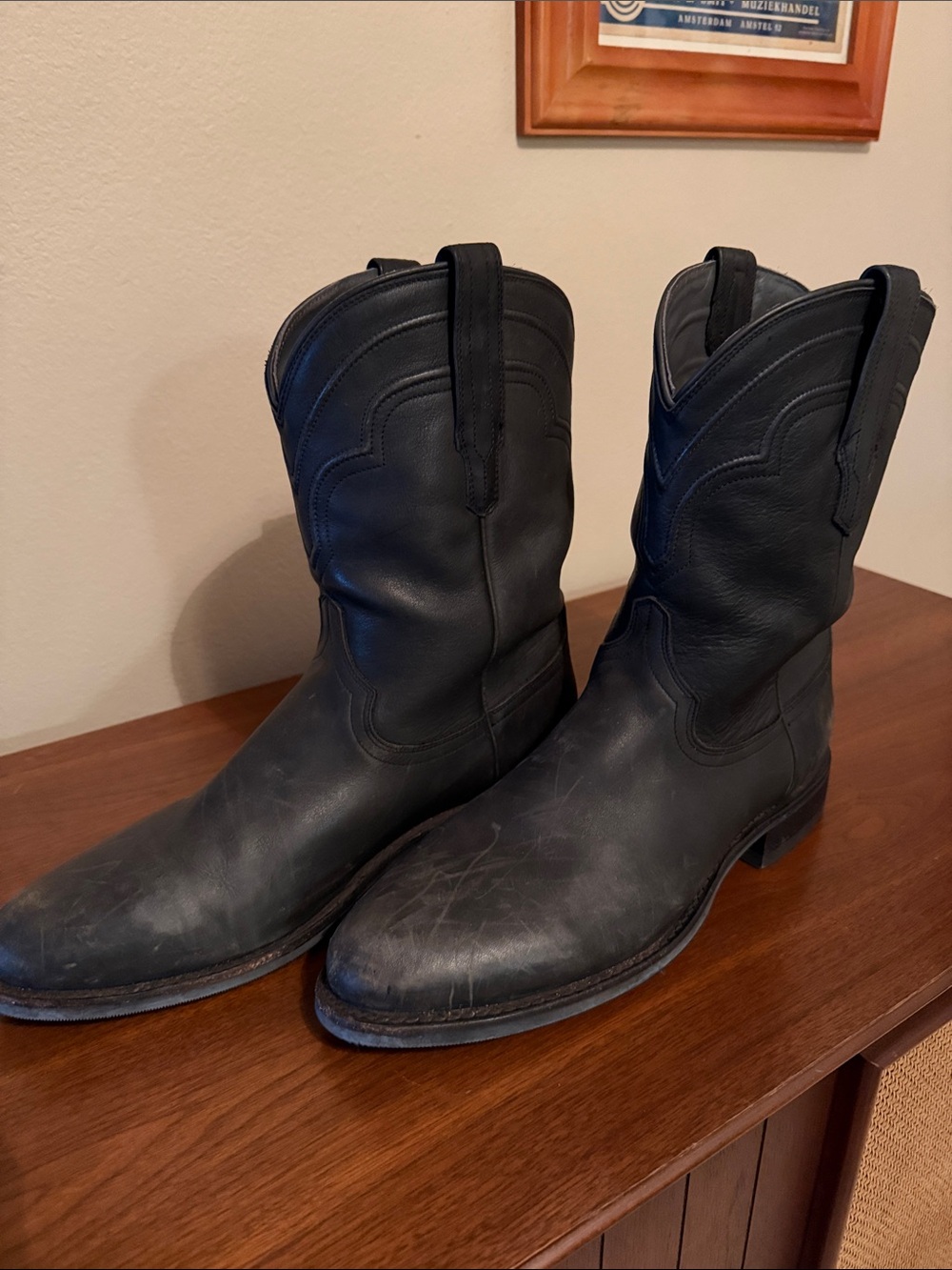 Tecovas Black Leather Cowboy Boots - Pull-On Western Style
